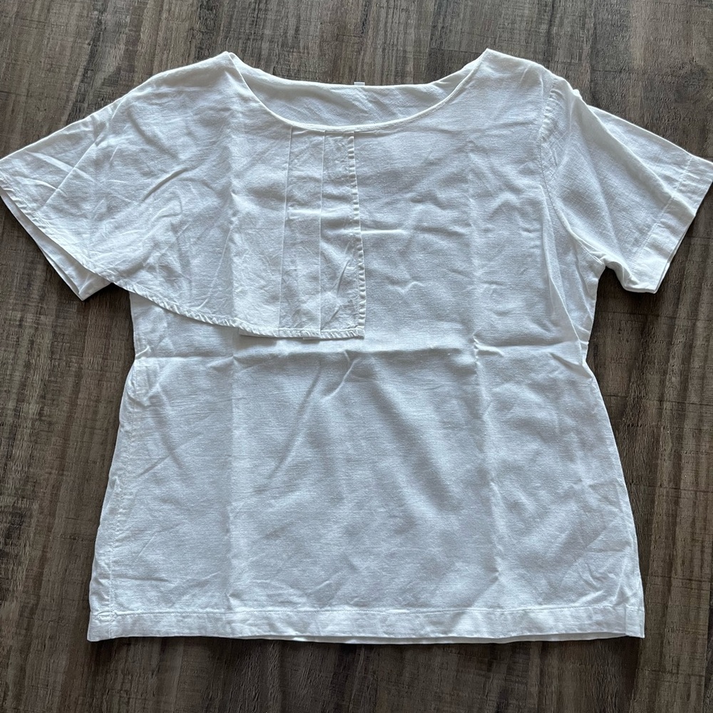 White Linen Short Sleeve Blouse